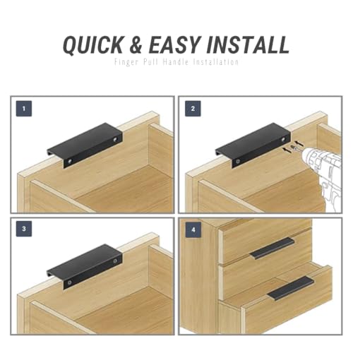 ZBOX 3 Inch Cabinet Tab Pull - 3" Chrome Plated Handle Finger Edge Pull for Kitchen Cabinets - 1 Pack