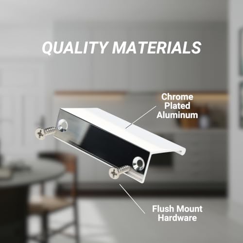 ZBOX 3 Inch Cabinet Tab Pull - 3" Chrome Plated Handle Finger Edge Pull for Kitchen Cabinets - 1 Pack