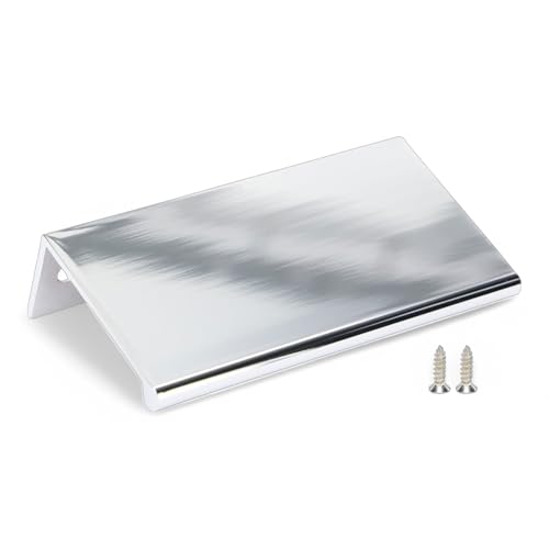 ZBOX 3 Inch Cabinet Tab Pull - 3" Chrome Plated Handle Finger Edge Pull for Kitchen Cabinets - 1 Pack